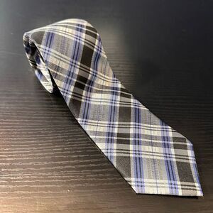 Men’s Wilke-Rodriguez Blue, Black, and White Plaid Silk Neck Tie